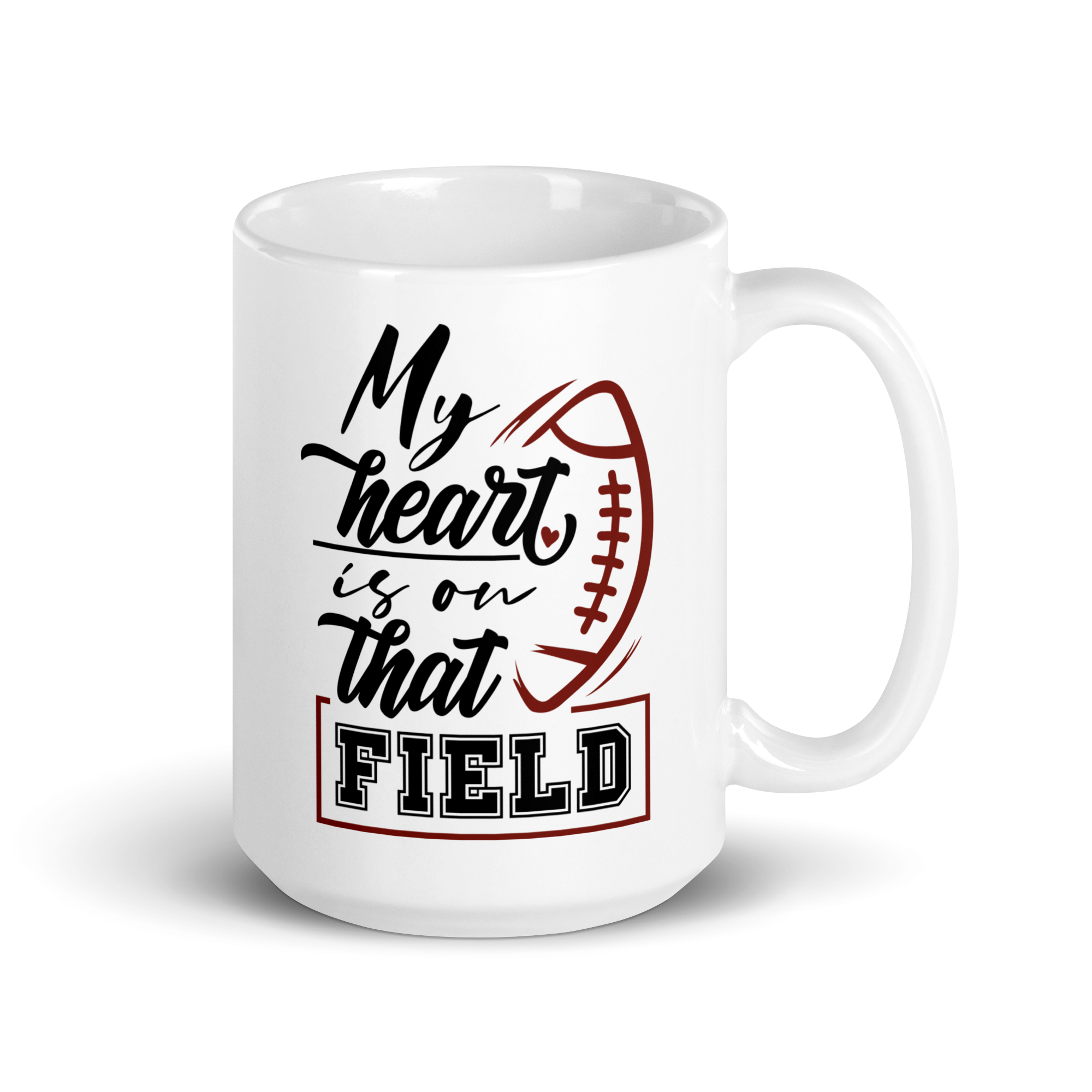 My Heart Is On That Field White glossy mug