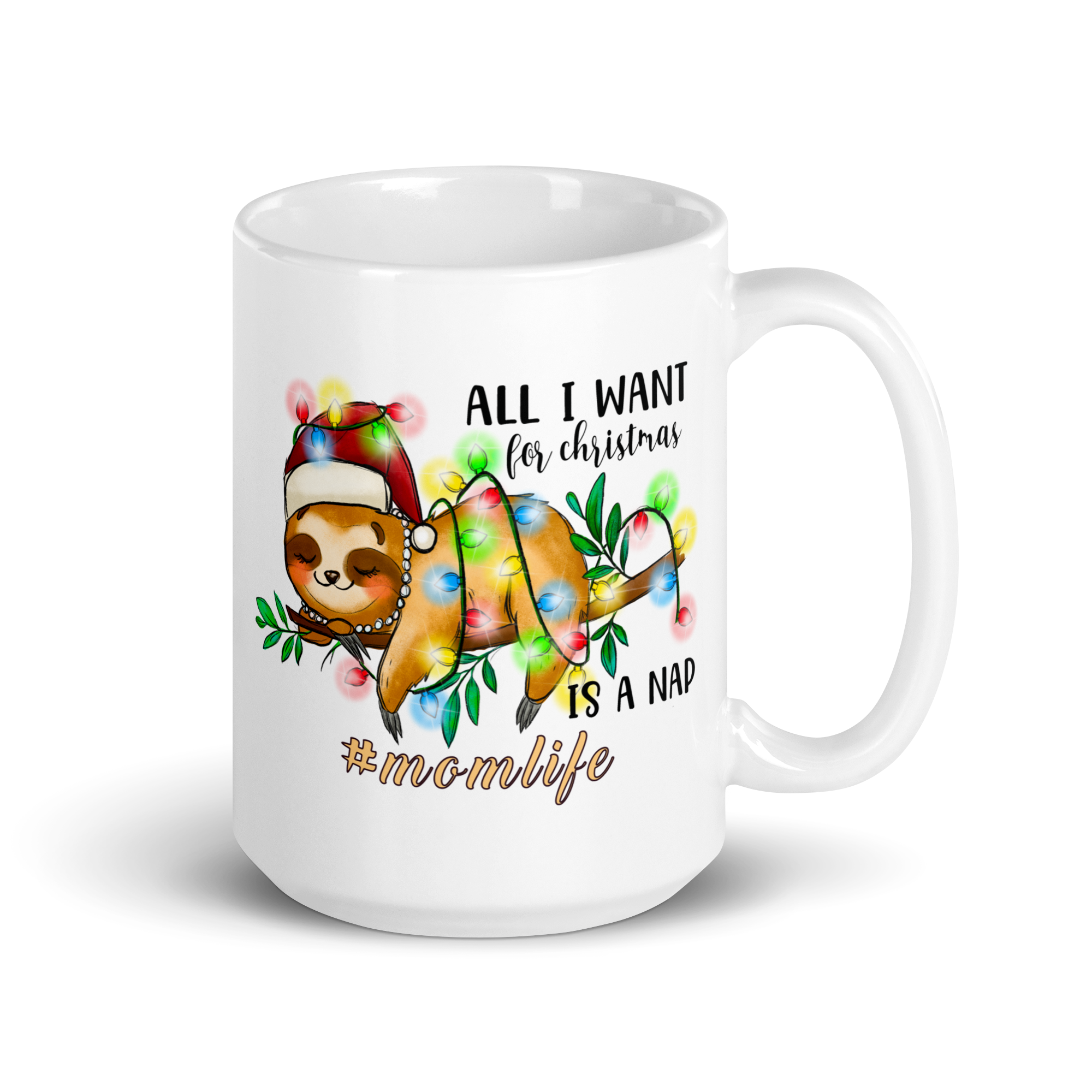 All I Want For Christmas Is A Nap #momlife White glossy mug