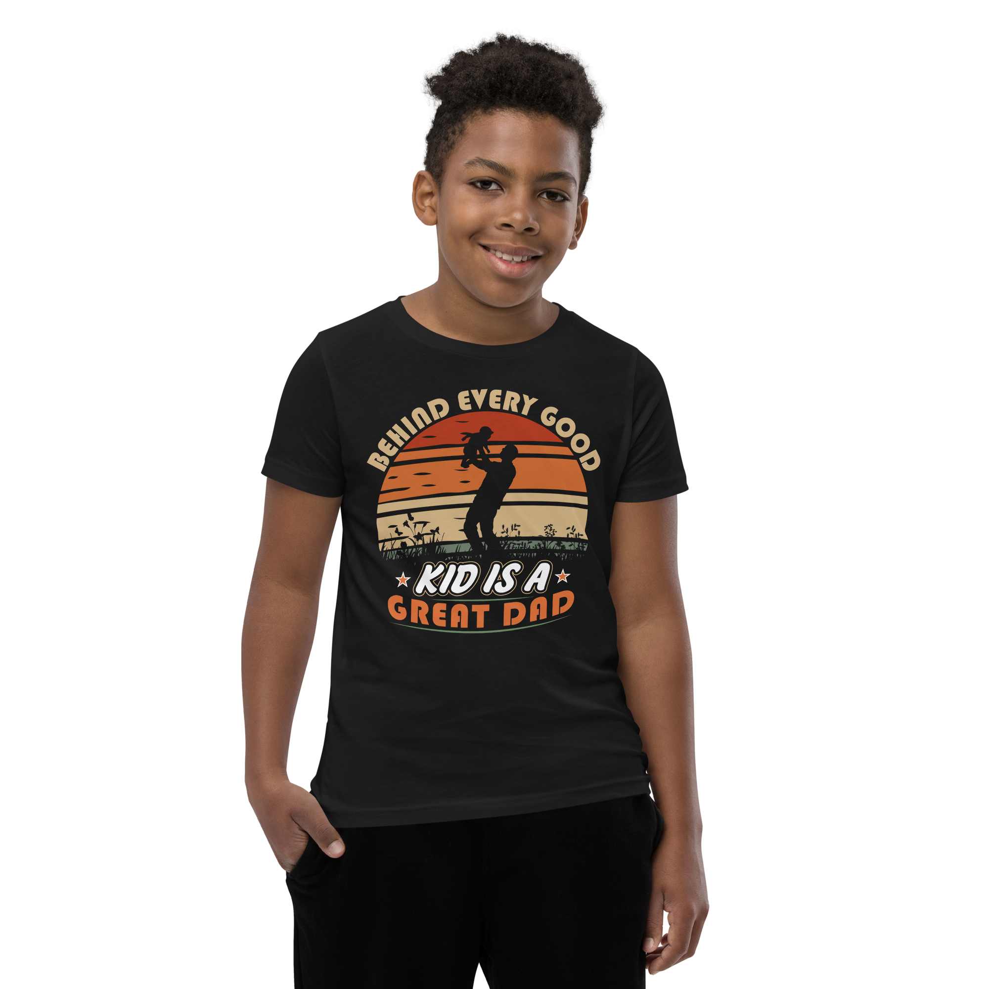 Behind Every Good Kid Is A Great Dad Youth Short Sleeve T-Shirt