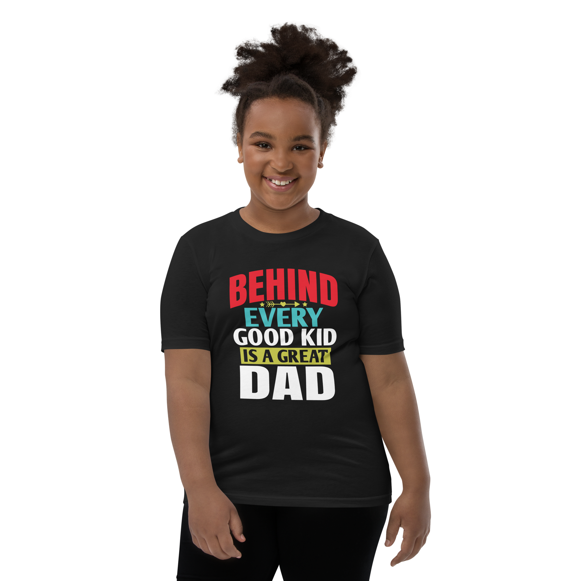 Behind Every  Good Kid Is A Great Dad Youth Short Sleeve T-Shirt