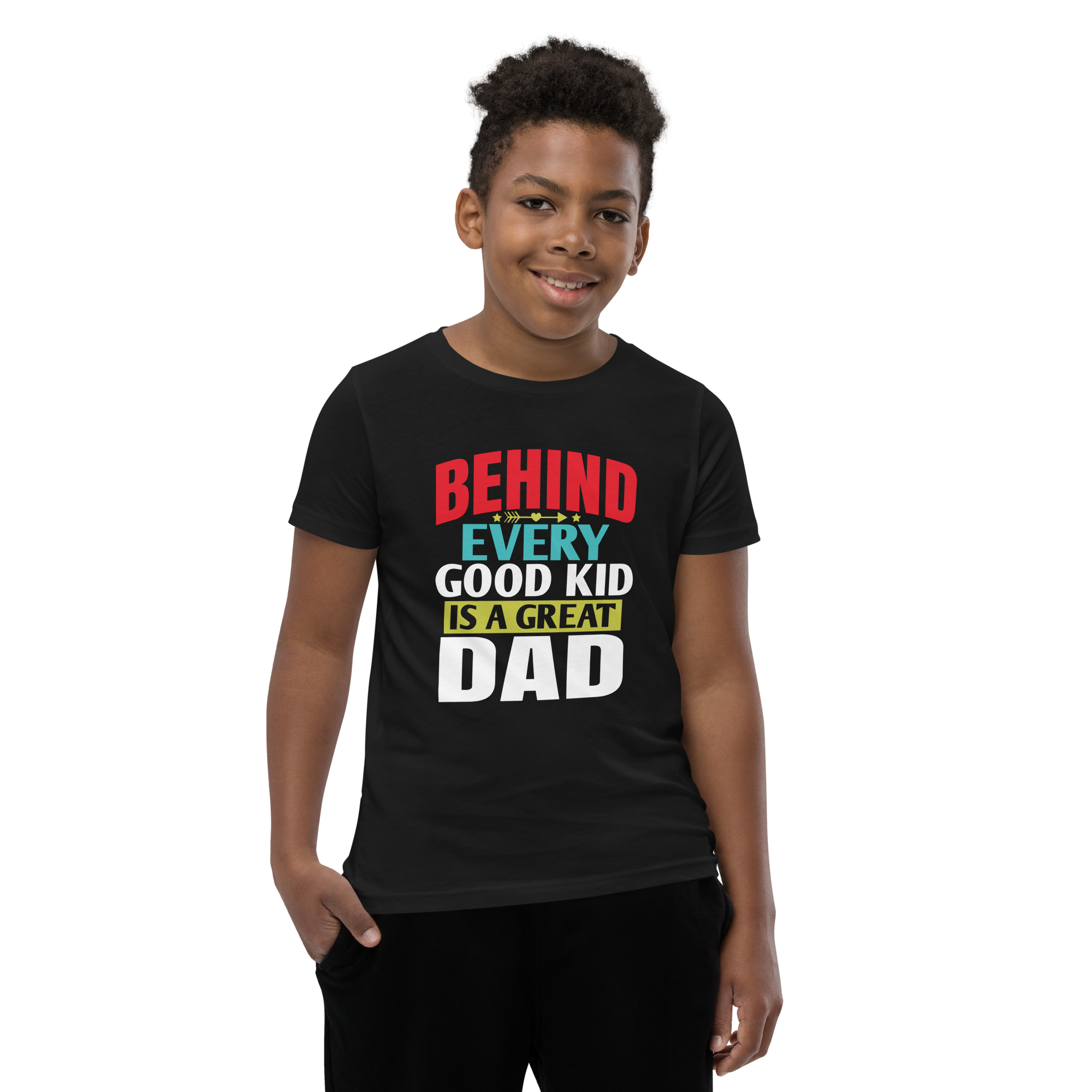 Behind Every  Good Kid Is A Great Dad Youth Short Sleeve T-Shirt