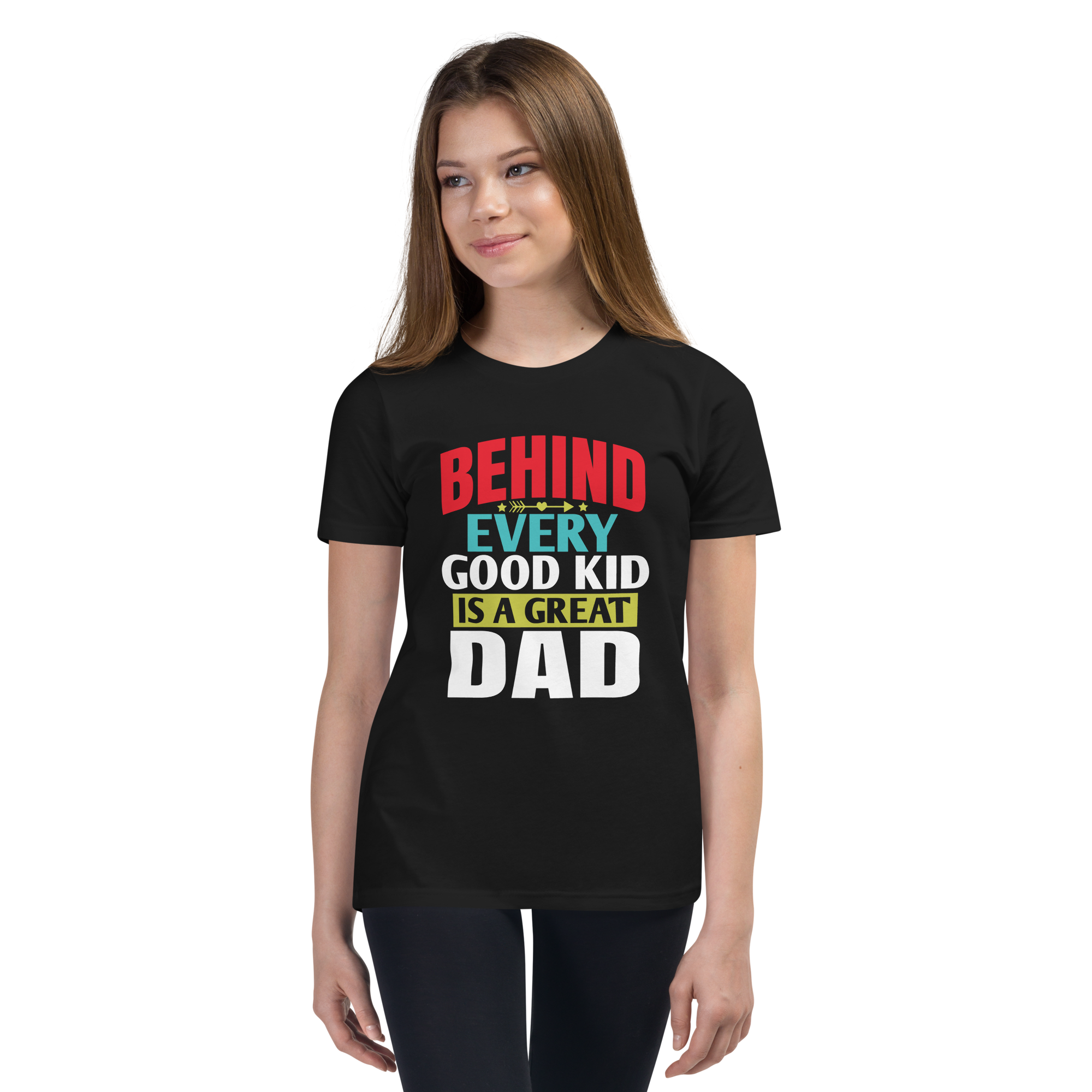 Behind Every  Good Kid Is A Great Dad Youth Short Sleeve T-Shirt