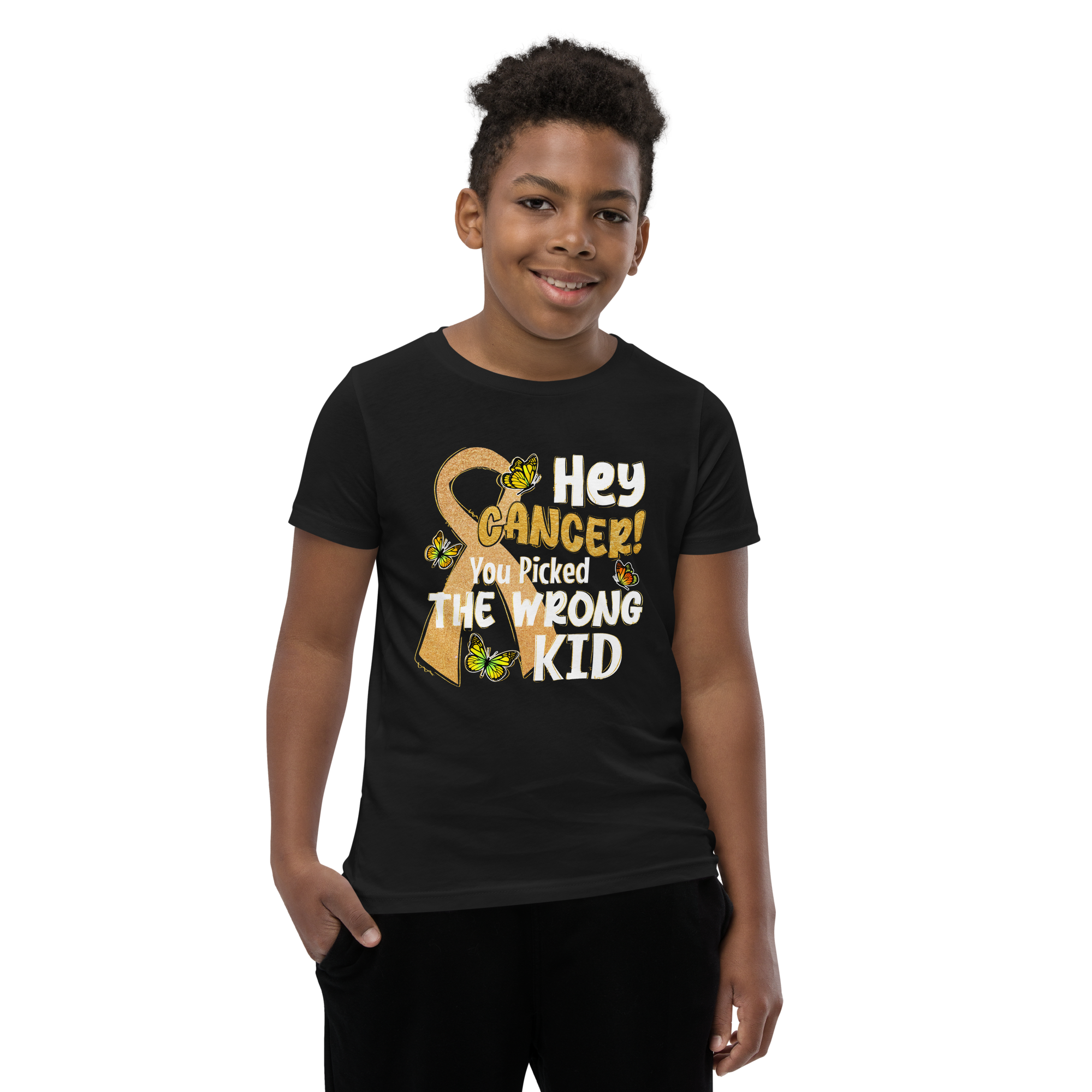 Hey Cancer! You Picked The Wrong Kid Youth Short Sleeve T-Shirt