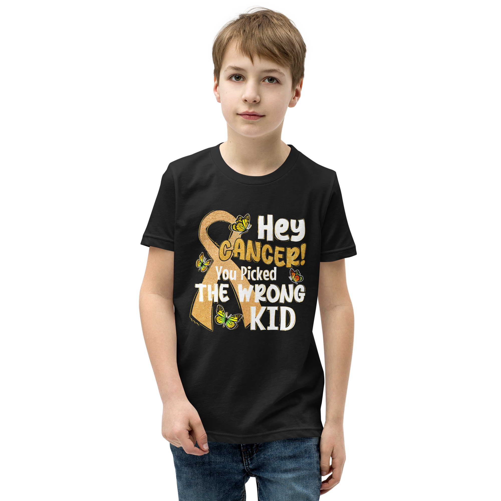 Hey Cancer! You Picked The Wrong Kid Youth Short Sleeve T-Shirt