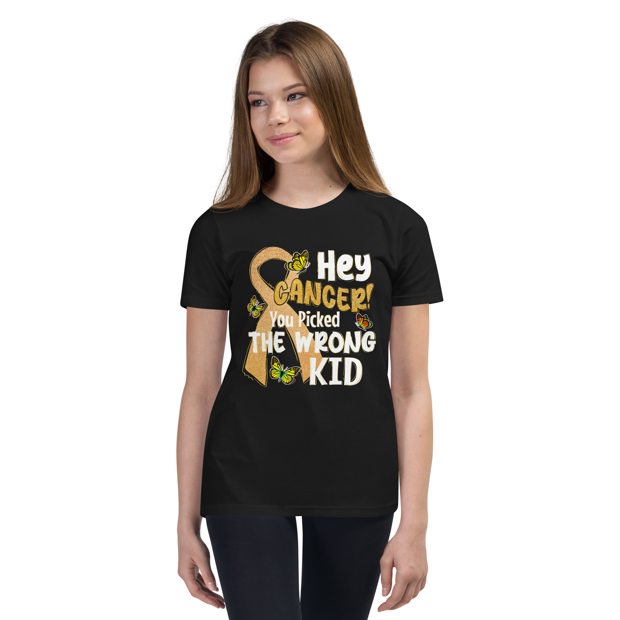 Hey Cancer! You Picked The Wrong Kid Youth Short Sleeve T-Shirt