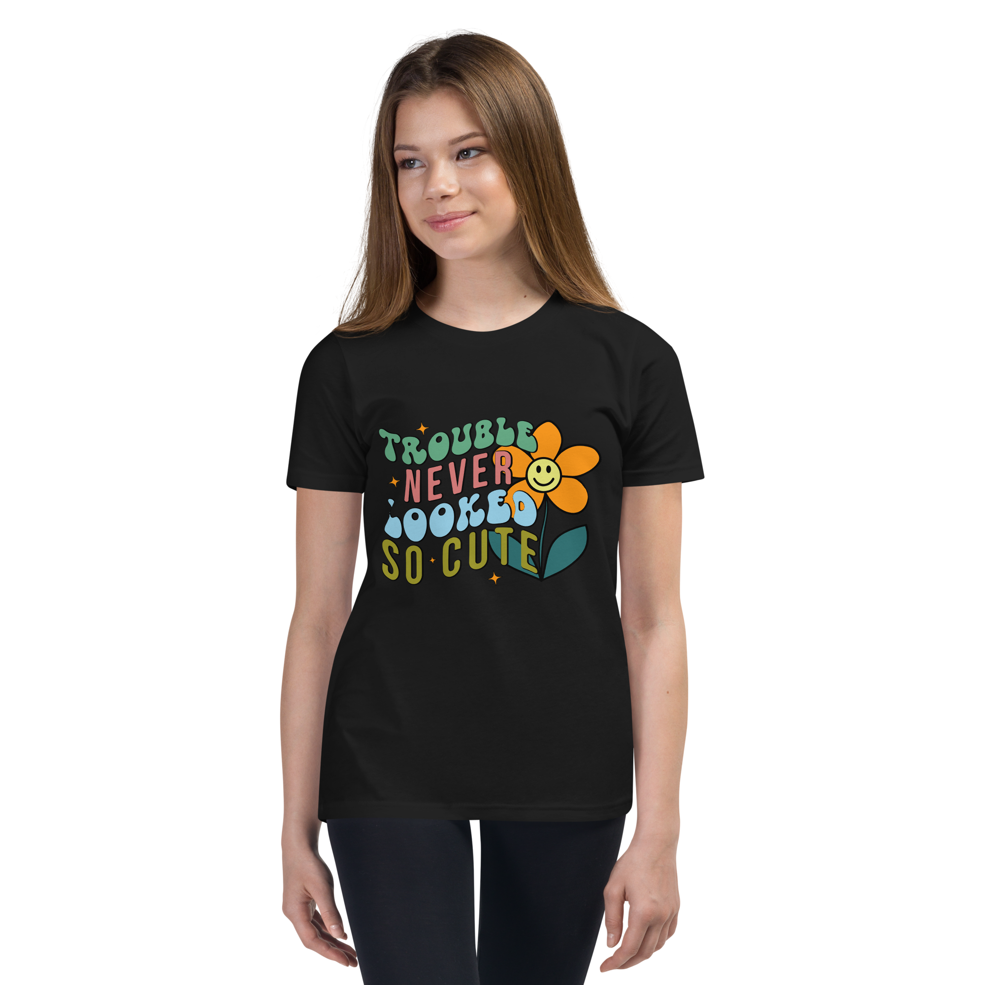 Trouble Never Looked So Cute Youth Short Sleeve T-Shirt