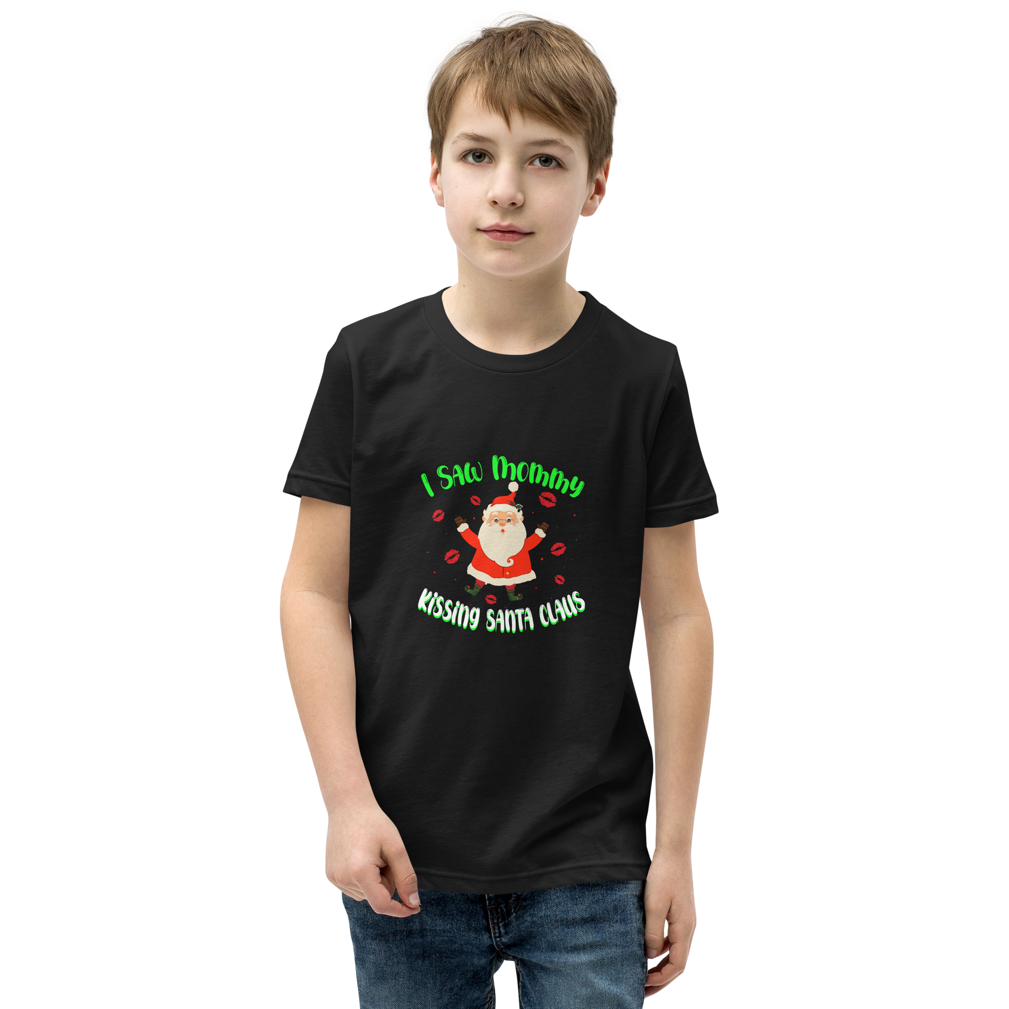 I Saw Mommy Kissing Santa Claus Youth Short Sleeve T-Shirt