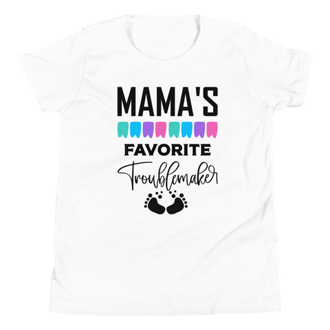 Mama's Favorite Trouble Maker Youth Short Sleeve T-Shirt