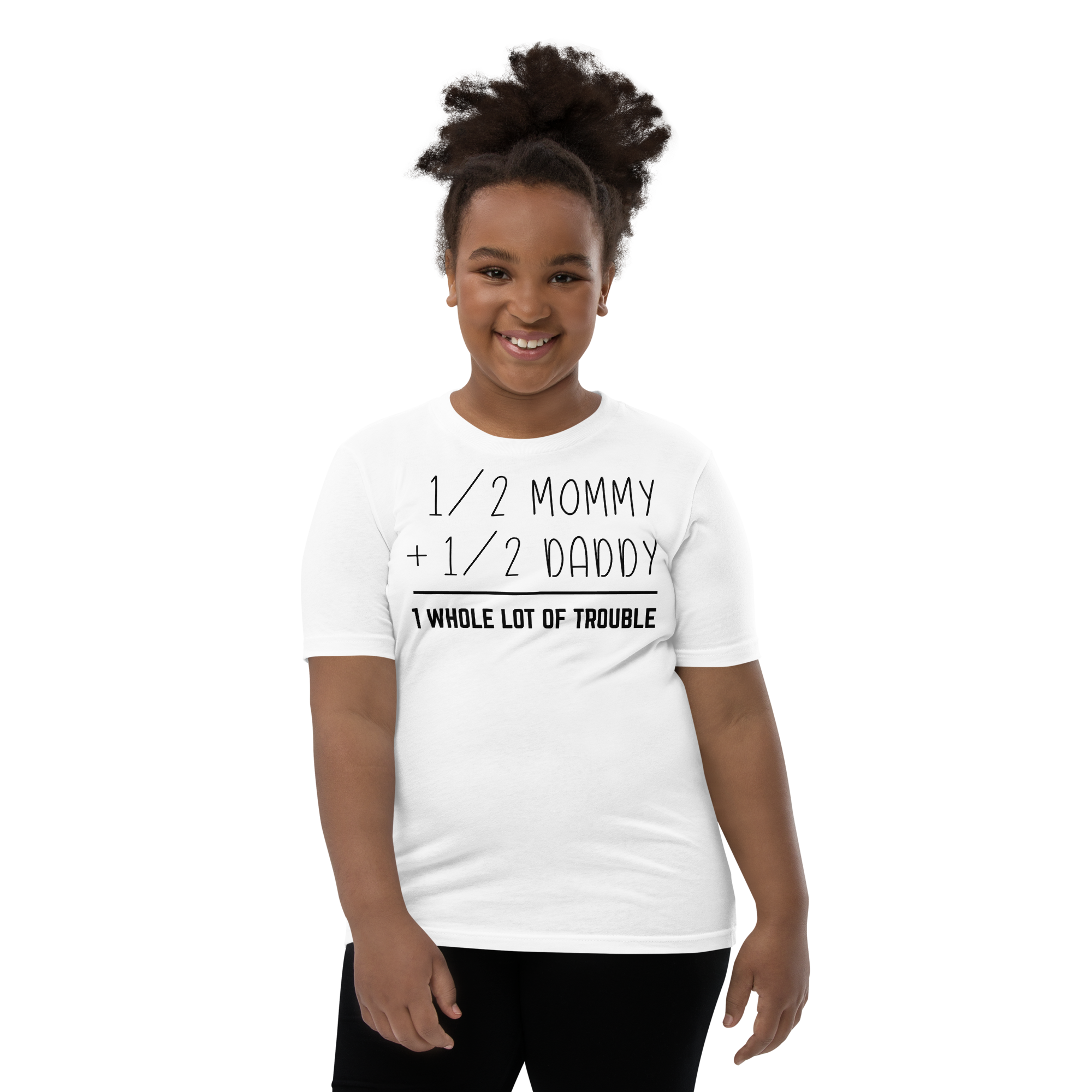 Half Mommy Half Daddy 1 Whole Lot Of Trouble Youth Short Sleeve T-Shirt