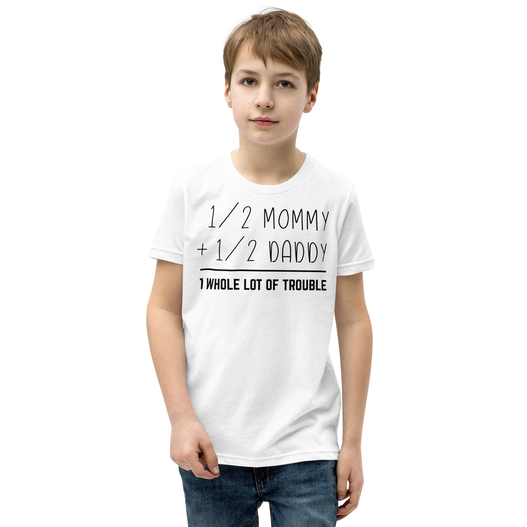 Half Mommy Half Daddy 1 Whole Lot Of Trouble Youth Short Sleeve T-Shirt