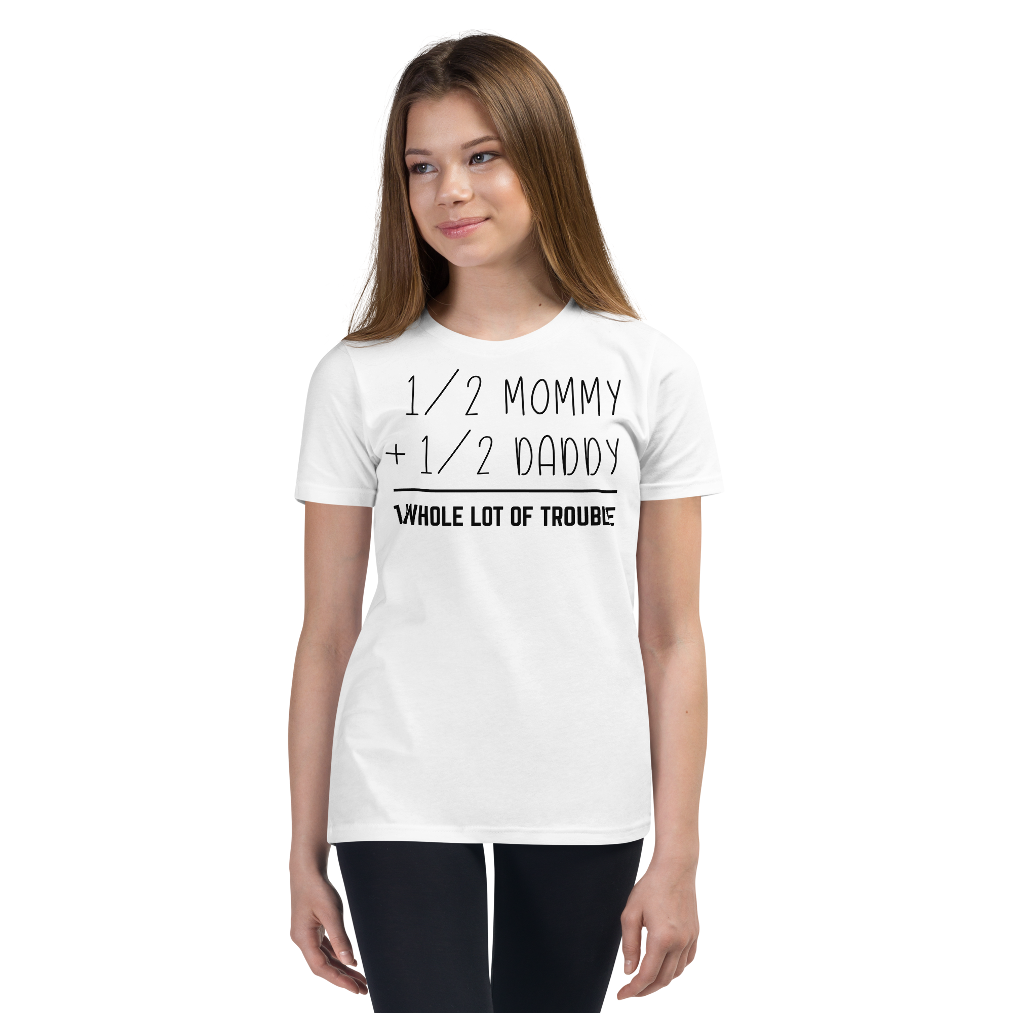 Half Mommy Half Daddy 1 Whole Lot Of Trouble Youth Short Sleeve T-Shirt