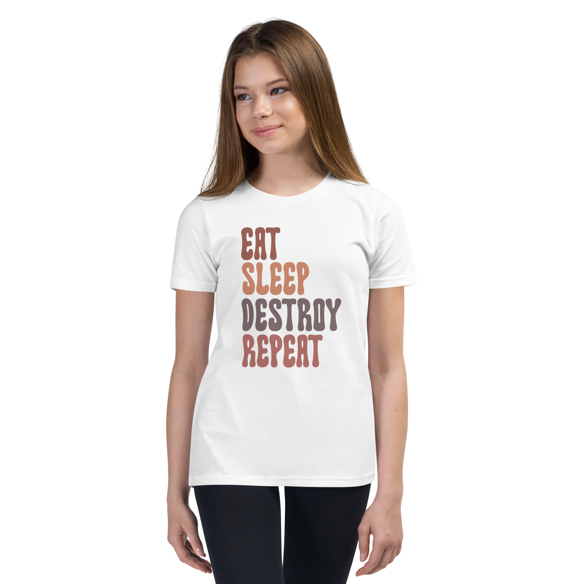 Eat Sleep Destroy Repeat Youth Short Sleeve T-Shirt